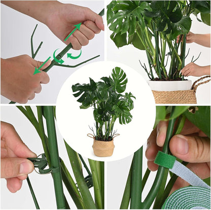 4 Pack Plant Support Stakes, Plant Stakes for Indoor and Outdoor Plants. 28inch Plant Sticks with Extension Poles, Plant Clips, Plant Ties for Potted Monstera Plants, Climbing Plants
