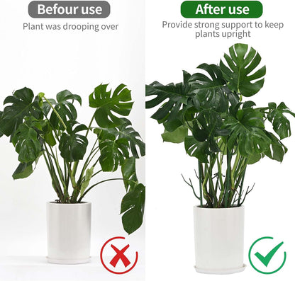 4 Pack Plant Support Stakes, Plant Stakes for Indoor and Outdoor Plants. 28inch Plant Sticks with Extension Poles, Plant Clips, Plant Ties for Potted Monstera Plants, Climbing Plants