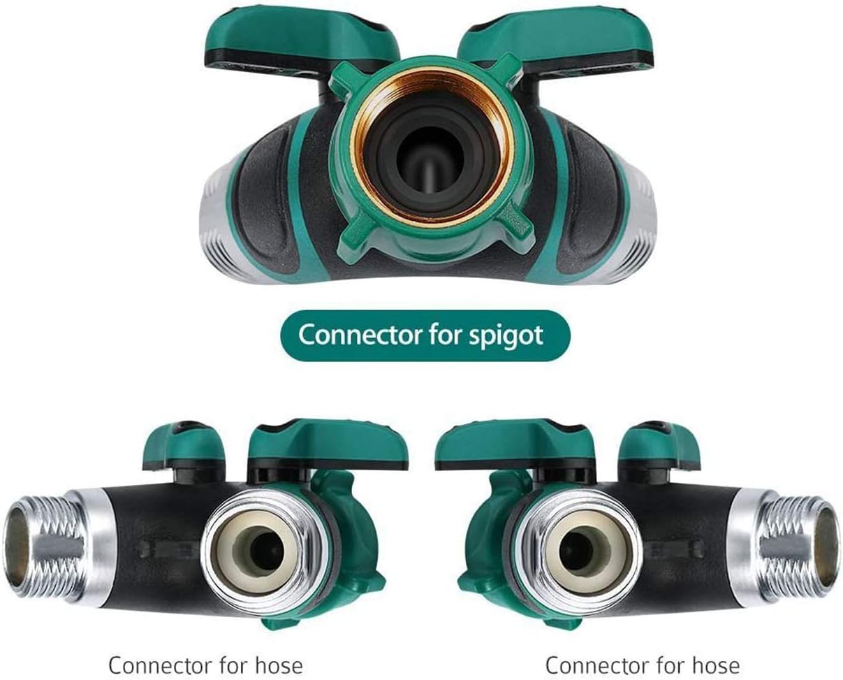 2 Way Y Hose Splitter, Garden Hose Connector with Comfortable Rubberized Grip with Outdoor Faucet, 3/4-inch (2-Packs)