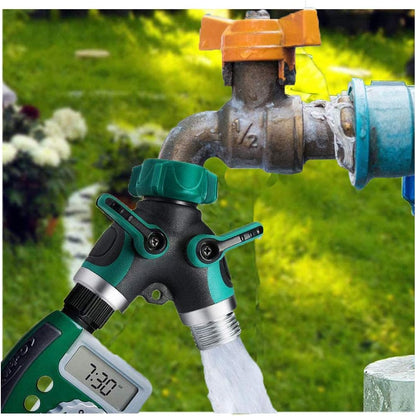 2 Way Y Hose Splitter, Garden Hose Connector with Comfortable Rubberized Grip with Outdoor Faucet, 3/4-inch (2-Packs)