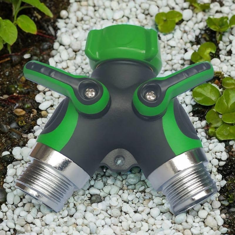 2 Way Y Hose Splitter, Garden Hose Connector with Comfortable Rubberized Grip with Outdoor Faucet, 3/4-inch (2-Packs)