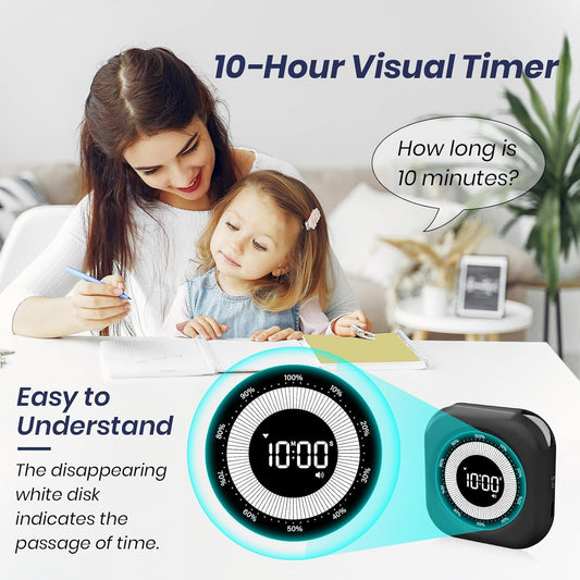 Visual Timer for Kids, Rechargeable 10-Hour Count Up/Down Timer
