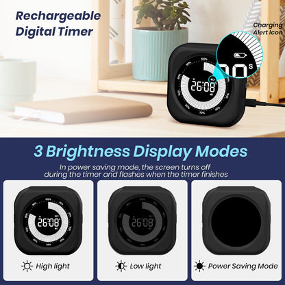 Visual Timer for Kids, Rechargeable 10-Hour Count Up/Down Timer