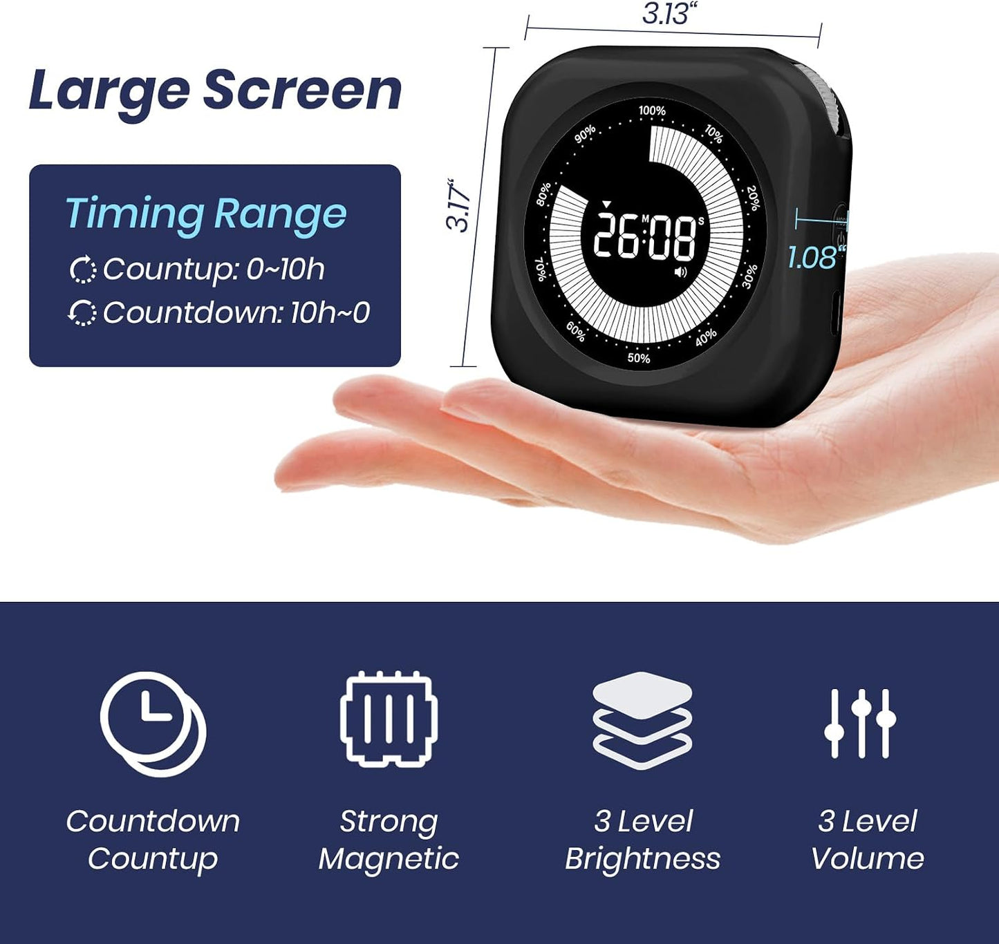 Visual Timer for Kids, Rechargeable 10-Hour Count Up/Down Timer