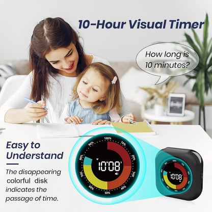 Visual Timer for Kids, Rechargeable 10-Hour Count Up/Down Timer
