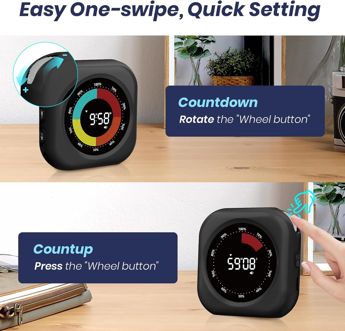 Visual Timer for Kids, Rechargeable 10-Hour Count Up/Down Timer