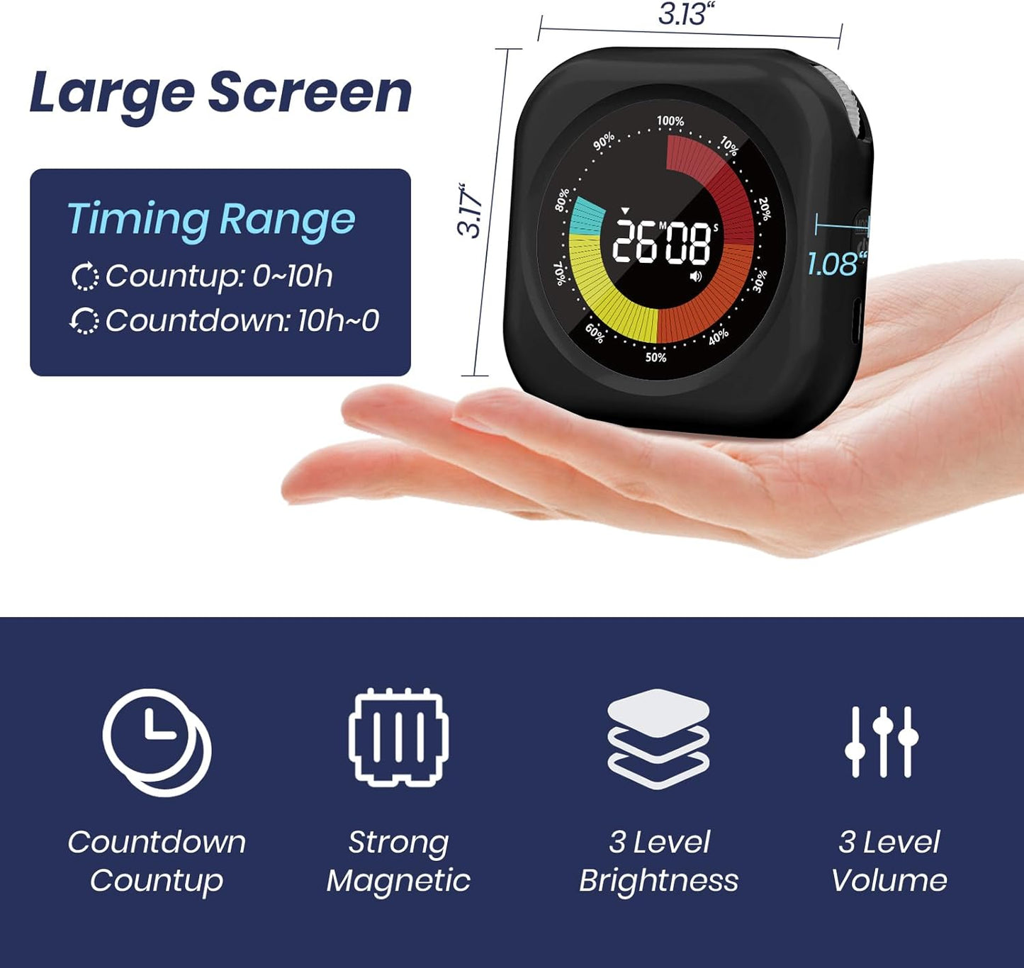 Visual Timer for Kids, Rechargeable 10-Hour Count Up/Down Timer