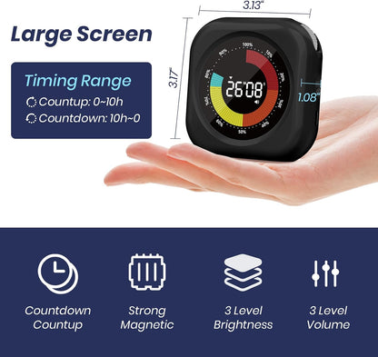 Visual Timer for Kids, Rechargeable 10-Hour Count Up/Down Timer