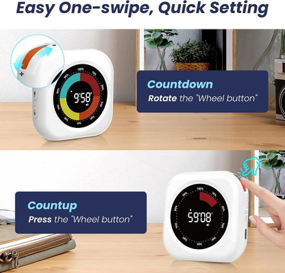Visual Timer for Kids, Rechargeable 10-Hour Count Up/Down Timer