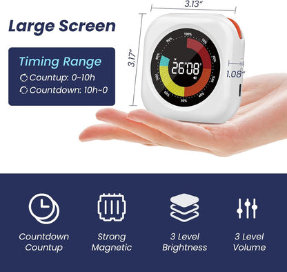 Visual Timer for Kids, Rechargeable 10-Hour Count Up/Down Timer