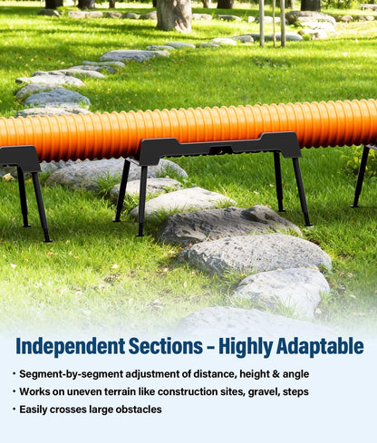 RV Sewer Hose Support, 15FT Heavy-Duty Camper Waste Hose Holder with 7 Foldable Sections, Adjustable & Stable Waste Drainage Support with Strap, Stackable & Weather-Resistant (Patent Pending)