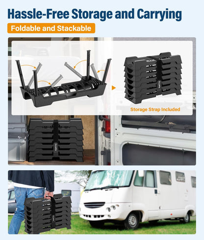 RV Sewer Hose Support, 15FT Heavy-Duty Camper Waste Hose Holder with 7 Foldable Sections, Adjustable & Stable Waste Drainage Support with Strap, Stackable & Weather-Resistant (Patent Pending)