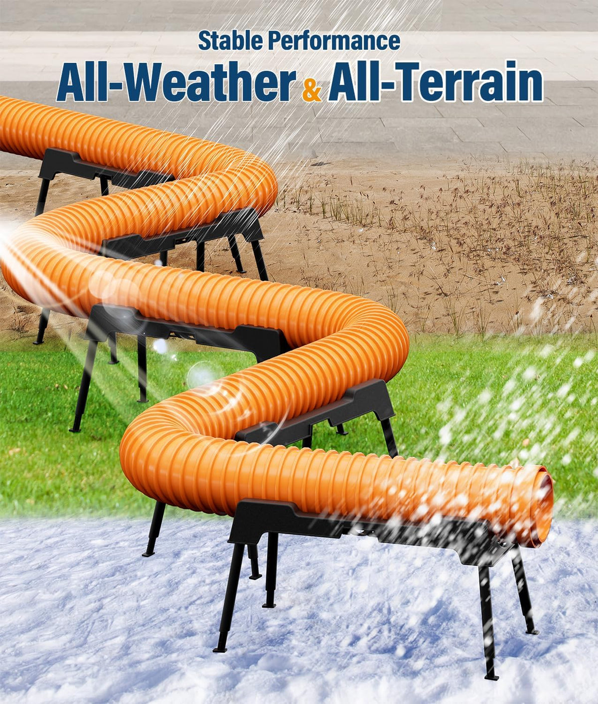 RV Sewer Hose Support, 15FT Heavy-Duty Camper Waste Hose Holder with 7 Foldable Sections, Adjustable & Stable Waste Drainage Support with Strap, Stackable & Weather-Resistant (Patent Pending)