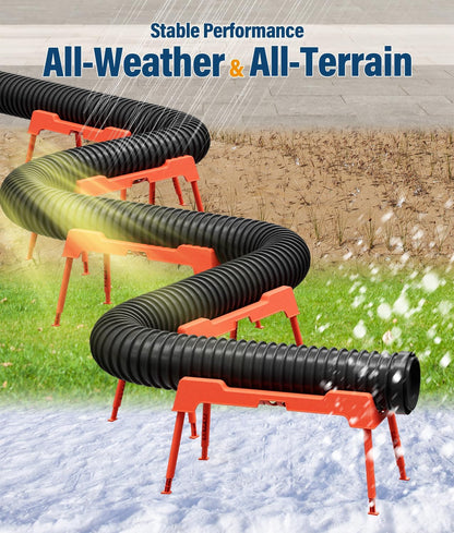 RV Sewer Hose Support, 15FT Heavy-Duty Camper Waste Hose Holder with 7 Foldable Sections, Adjustable & Stable Waste Drainage Support with Strap, Stackable & Weather-Resistant (Patent Pending)