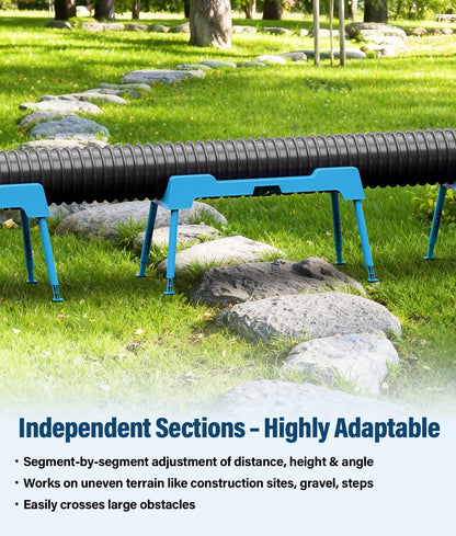RV Sewer Hose Support, 15FT Heavy-Duty Camper Waste Hose Holder with 7 Foldable Sections, Adjustable & Stable Waste Drainage Support with Strap, Stackable & Weather-Resistant (Patent Pending)