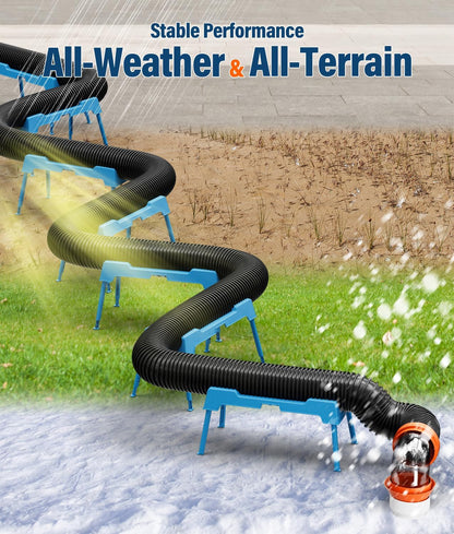 RV Sewer Hose Support, 15FT Heavy-Duty Camper Waste Hose Holder with 7 Foldable Sections, Adjustable & Stable Waste Drainage Support with Strap, Stackable & Weather-Resistant (Patent Pending)