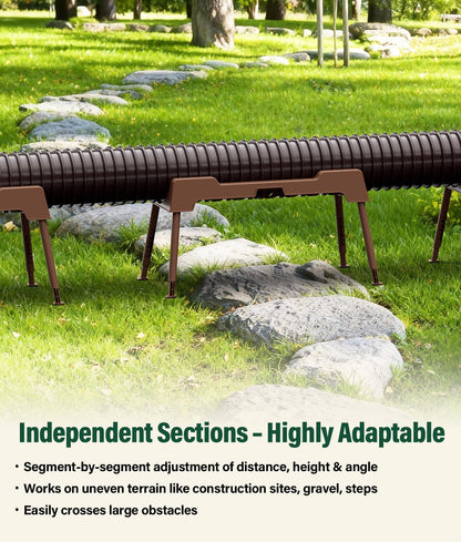 RV Sewer Hose Support, 15FT Heavy-Duty Camper Waste Hose Holder with 7 Foldable Sections, Adjustable & Stable Waste Drainage Support with Strap, Stackable & Weather-Resistant (Patent Pending)