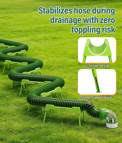 RV Sewer Hose Support, 15FT Heavy-Duty Camper Waste Hose Holder with 7 Foldable Sections, Adjustable & Stable Waste Drainage Support with Strap, Stackable & Weather-Resistant (Patent Pending)