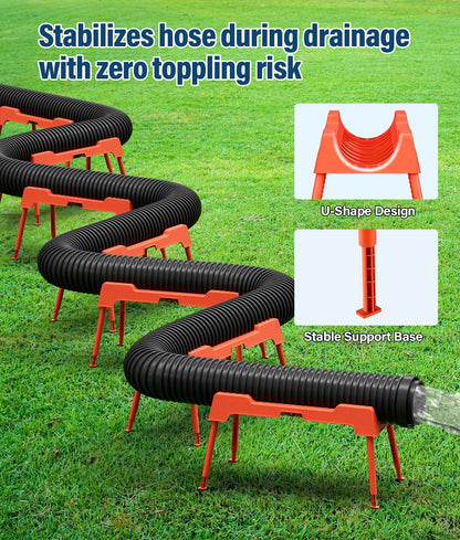 RV Sewer Hose Support, 15FT Heavy-Duty Camper Waste Hose Holder with 7 Foldable Sections, Adjustable & Stable Waste Drainage Support with Strap, Stackable & Weather-Resistant (Patent Pending)