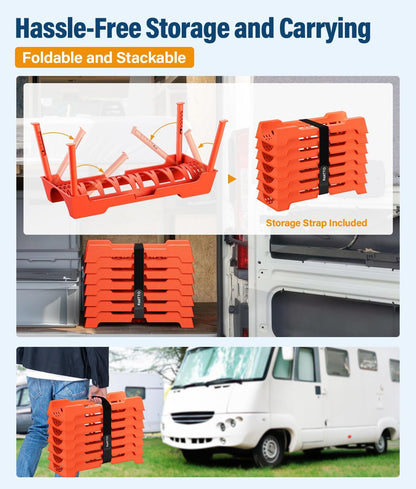 RV Sewer Hose Support, 15FT Heavy-Duty Camper Waste Hose Holder with 7 Foldable Sections, Adjustable & Stable Waste Drainage Support with Strap, Stackable & Weather-Resistant (Patent Pending)