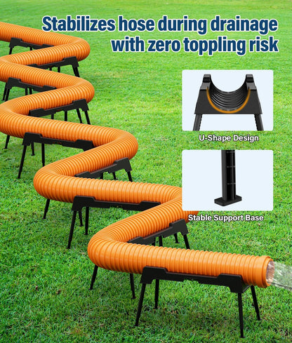 RV Sewer Hose Support, 15FT Heavy-Duty Camper Waste Hose Holder with 7 Foldable Sections, Adjustable & Stable Waste Drainage Support with Strap, Stackable & Weather-Resistant (Patent Pending)