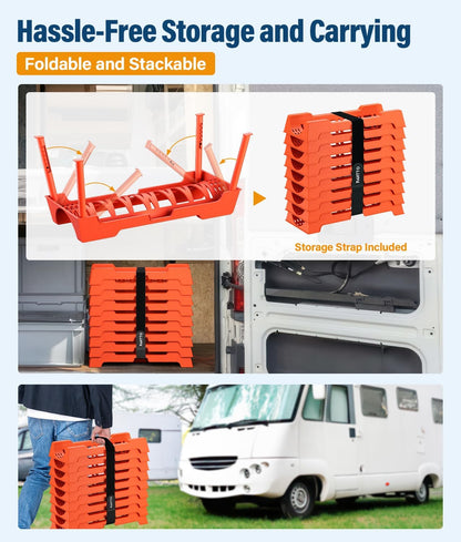RV Sewer Hose Support, 15FT Heavy-Duty Camper Waste Hose Holder with 7 Foldable Sections, Adjustable & Stable Waste Drainage Support with Strap, Stackable & Weather-Resistant (Patent Pending)