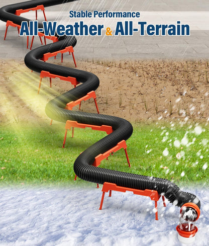 RV Sewer Hose Support, 15FT Heavy-Duty Camper Waste Hose Holder with 7 Foldable Sections, Adjustable & Stable Waste Drainage Support with Strap, Stackable & Weather-Resistant (Patent Pending)
