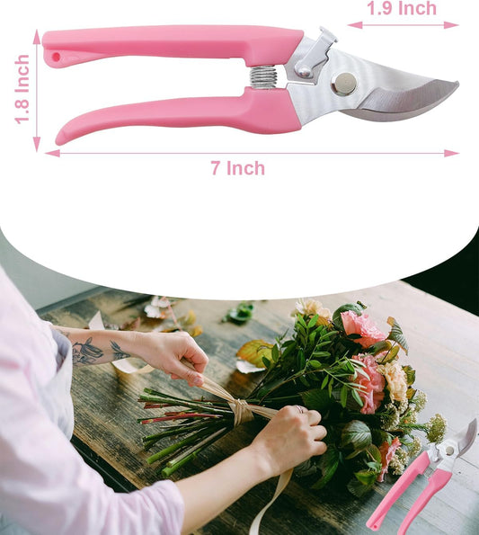 Flower Scissor, Floral Shear for Cutting Fresh Flowers (Pink, 4 Pack)