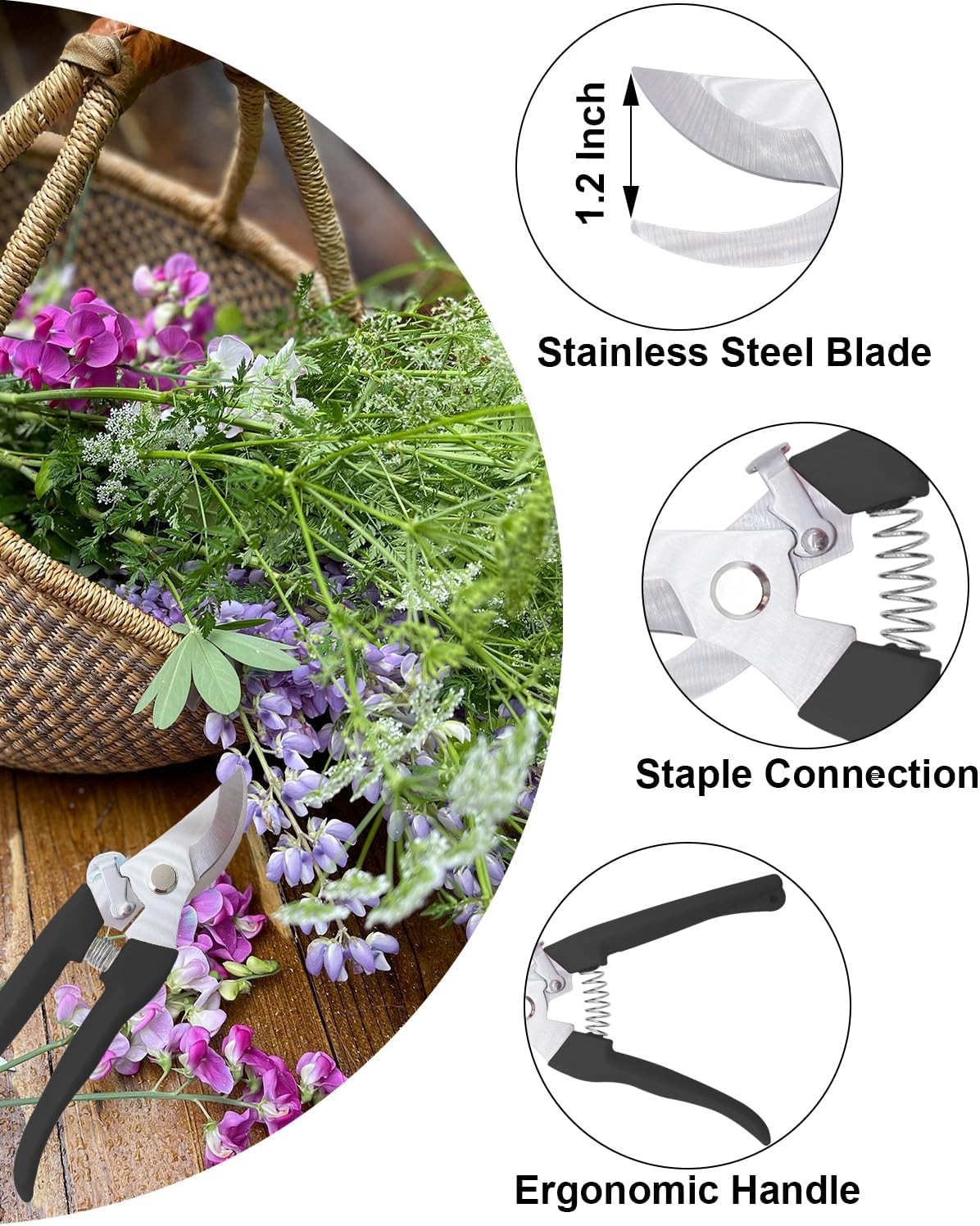 Flower Scissor, Floral Shear for Cutting Fresh Flowers (Pink, 4 Pack)