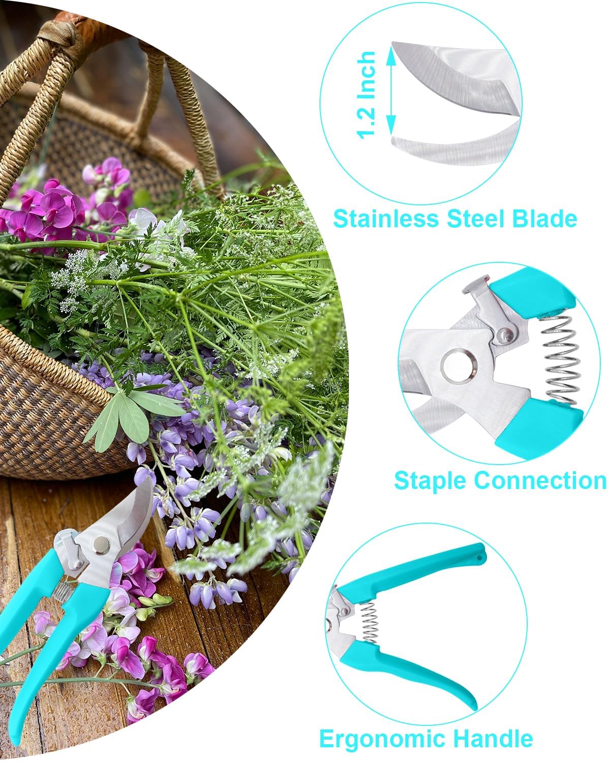 Flower Scissor, Floral Shear for Cutting Fresh Flowers (Pink, 4 Pack)