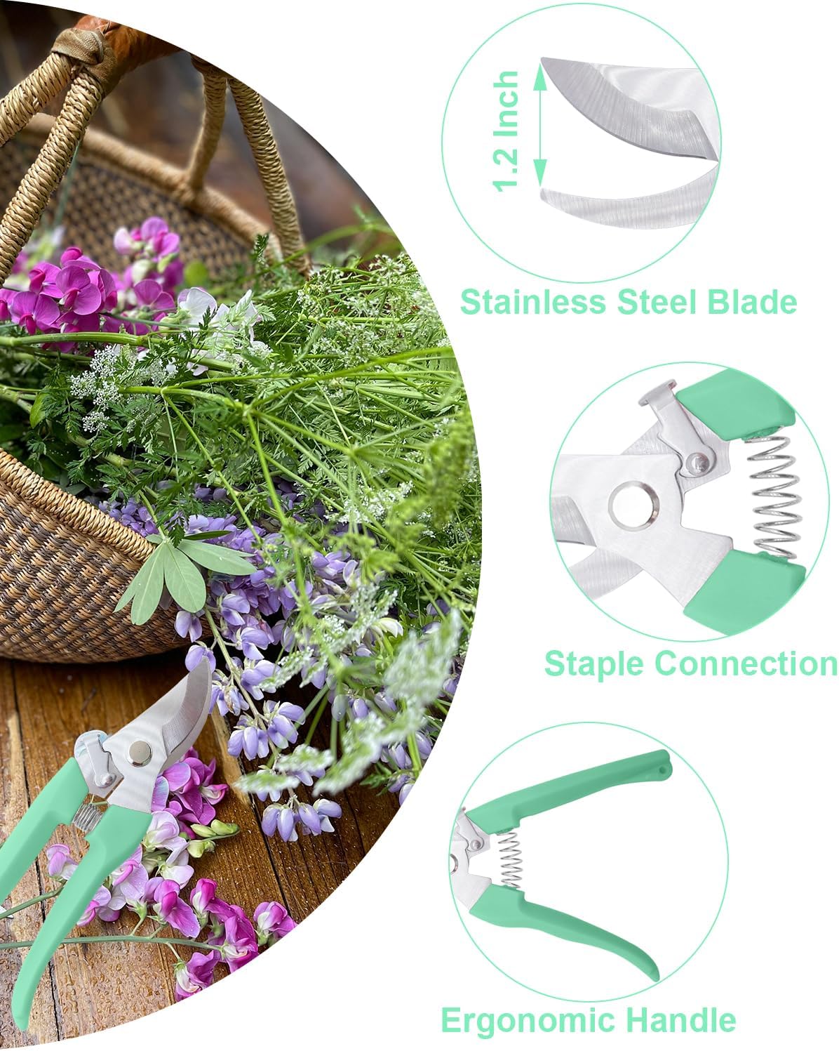 Flower Scissor, Floral Shear for Cutting Fresh Flowers (Pink, 4 Pack)