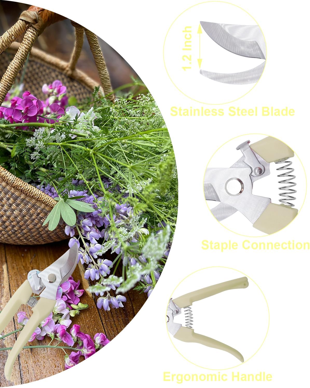 Flower Scissor, Floral Shear for Cutting Fresh Flowers (Pink, 4 Pack)