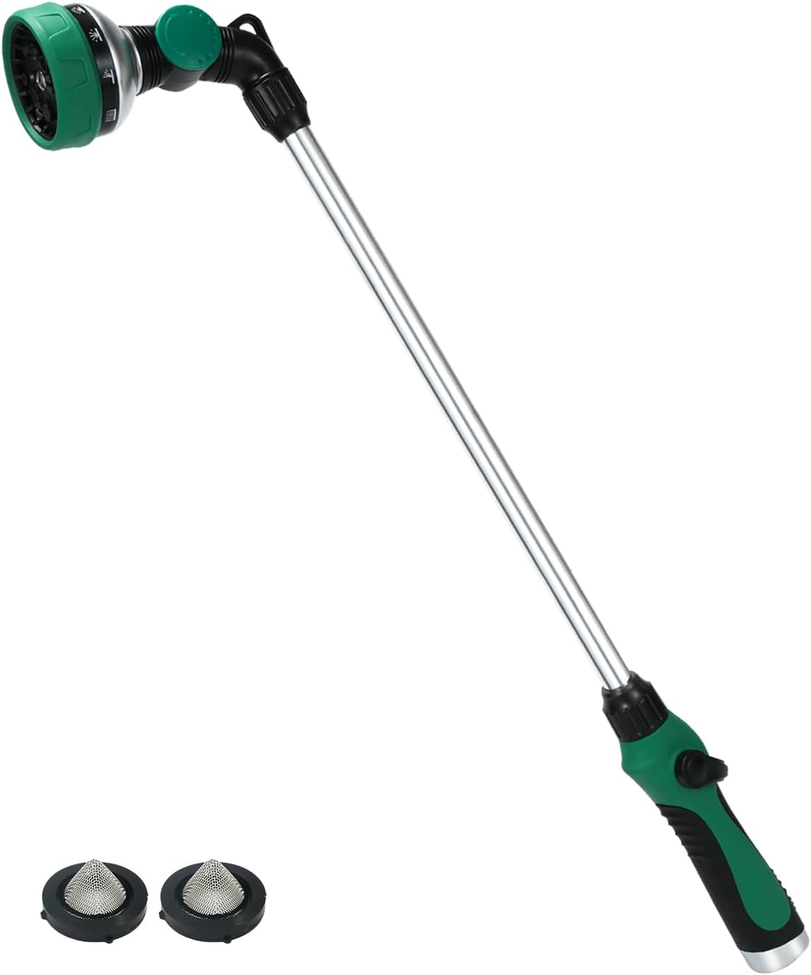 Watering Wand for Garden Hose, 24 Inch, Heavy Duty, 10 Spray Patterns, Thumb Control Hose Nozzle with 180° Pivoting Head, Ideal for Hanging Baskets, Plants and Shrubs