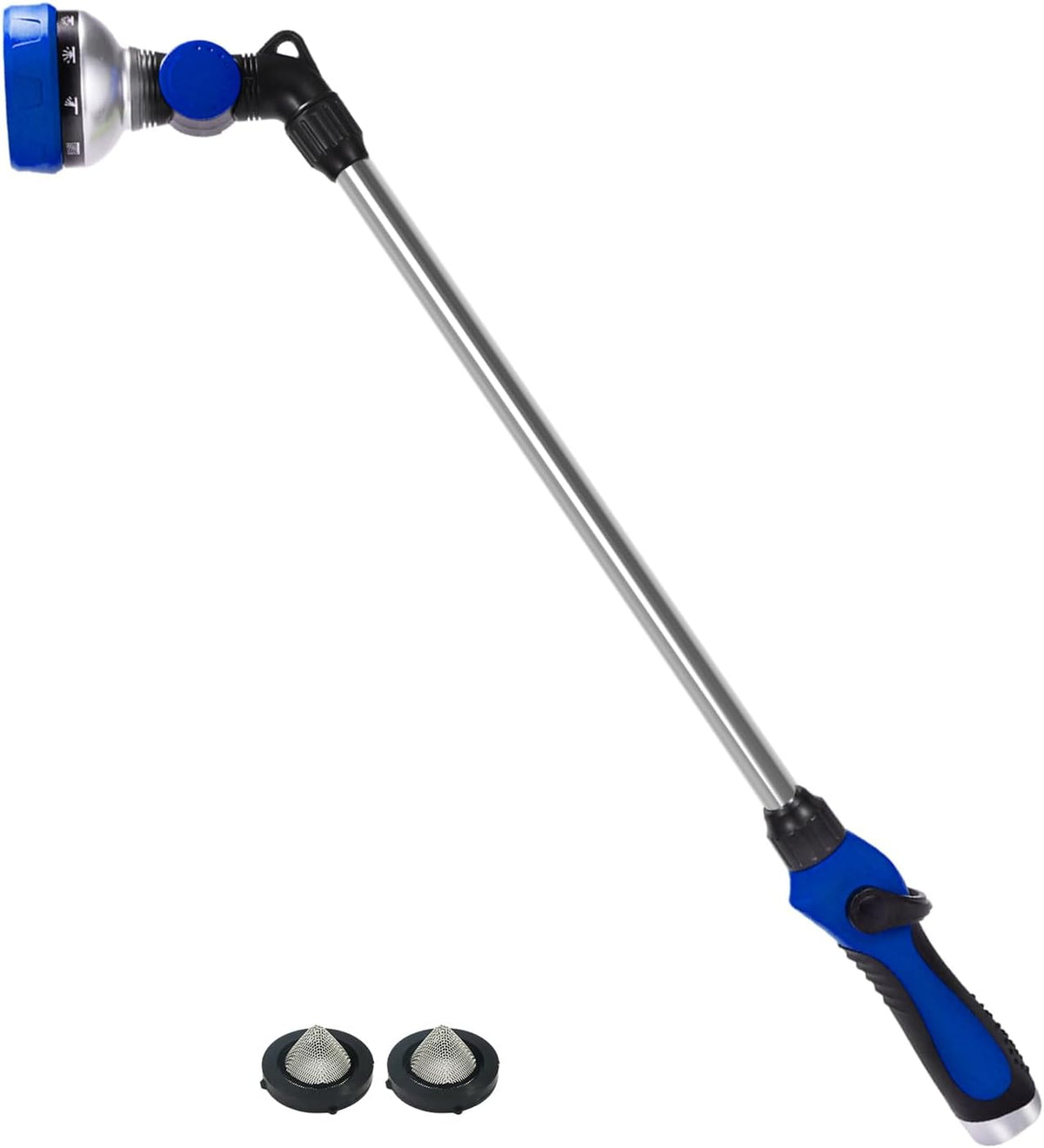 Watering Wand for Garden Hose, 24 Inch, Heavy Duty, 10 Spray Patterns, Thumb Control Hose Nozzle with 180° Pivoting Head, Ideal for Hanging Baskets, Plants and Shrubs