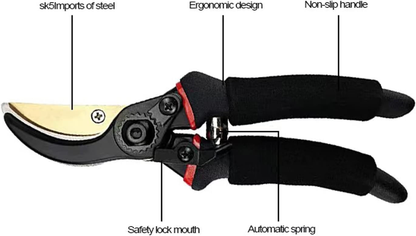 Heavy Duty Bypass Pruning Shears Gardening Manual Pruning Shears Plant Shears Flower Shears Best Gardening Shears, Tree Pruners Cutting Branches Hedges Shrubs and Bushes Ideal Tool Easy to Prune