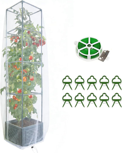 Tomato Planter with Trellis for Patio Deck, 55" Strawberry Tomato Plant Pot