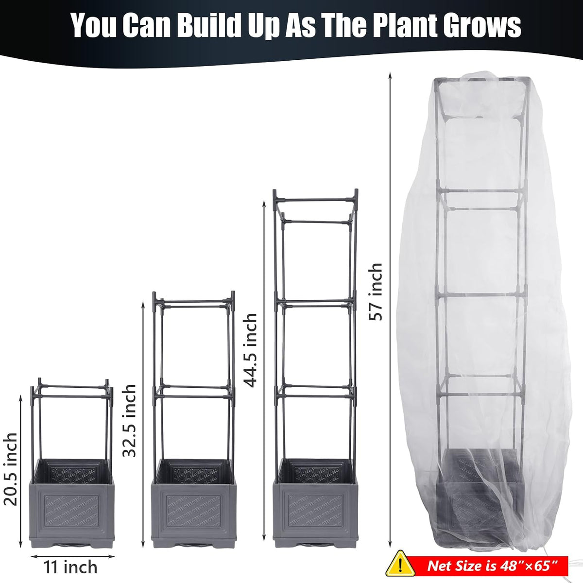 Tomato Planter with Trellis for Patio Deck, 55" Strawberry Tomato Plant Pot