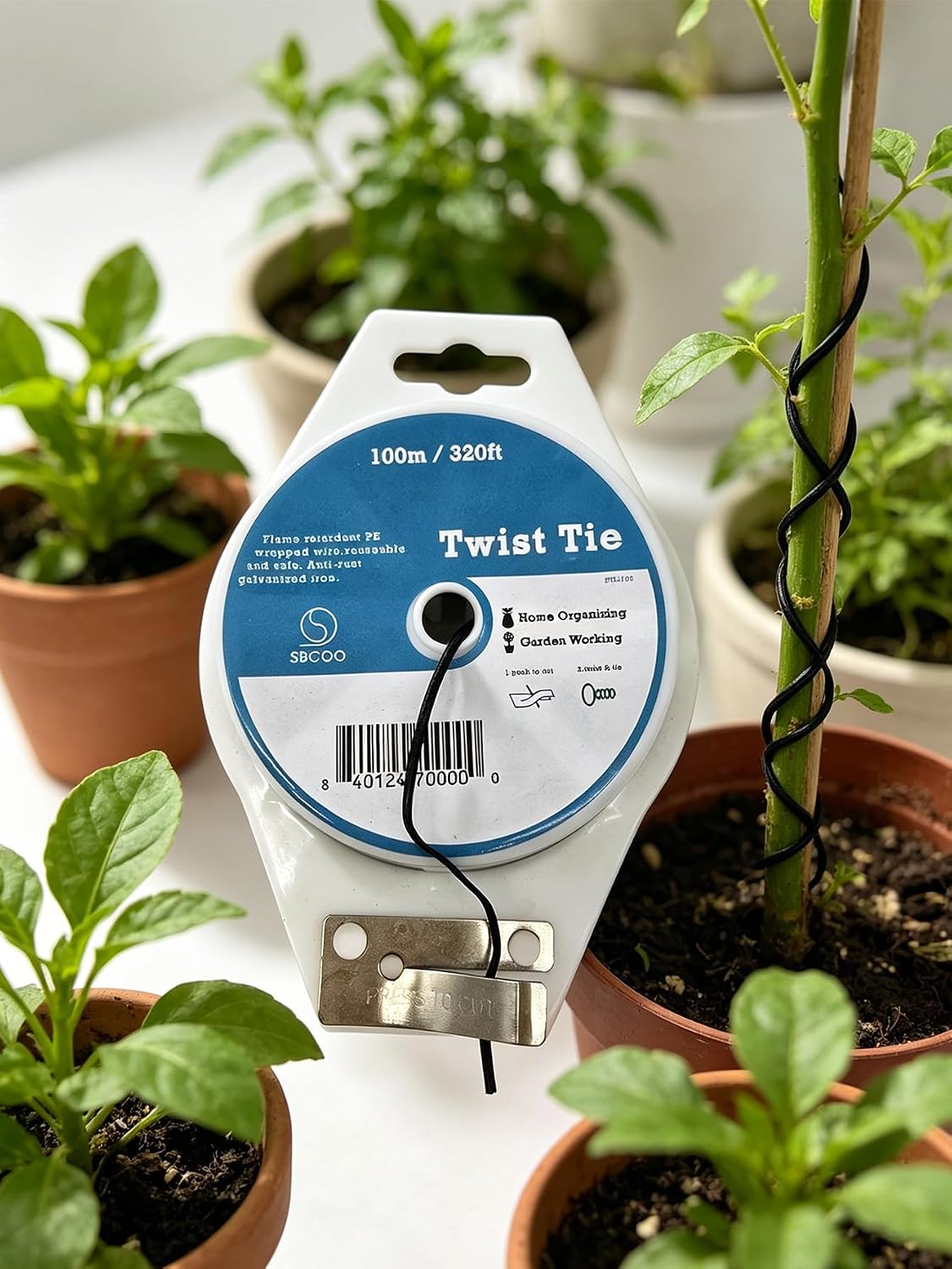 320ft (100m) Garden Plant Twist Ties PE-Coated Plant Ties with Cutter Reusable for Gardening Plants Growth and Care, Tomatoes Vines,Flowers Climbing,Office Home Cable Organization (Black)