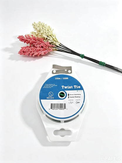 320ft (100m) Garden Plant Twist Ties PE-Coated Plant Ties with Cutter Reusable for Gardening Plants Growth and Care, Tomatoes Vines,Flowers Climbing,Office Home Cable Organization (Black)