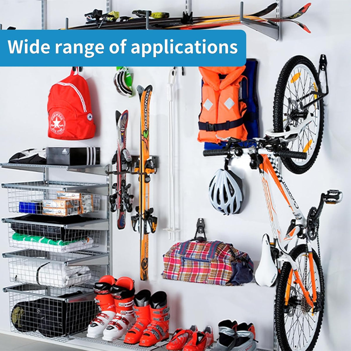 Garage Storage Utility Hooks，Garage Garden Tool Organizer，Steel Wall Mount Hooks, Large Garden U Hooks （2 Pack） (Type-2-Black)