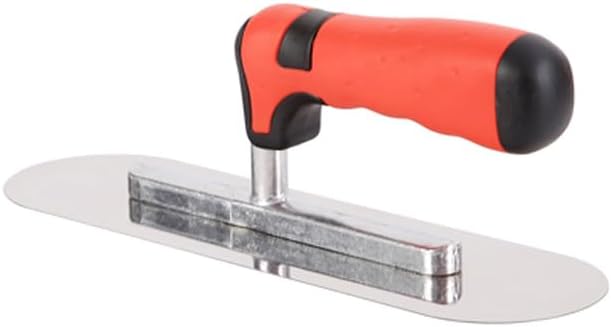 Concrete Tools Stainless Steel Pool Trowel, 10" x 3" Masonry Hand Tool with Soft Grip Handle, Lightweight, Plastering Trowel for Drywall Plastering Construction, Round End (Small:10"L x 3"W)