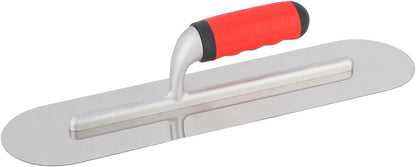 Concrete Tools Stainless Steel Pool Trowel, 10" x 3" Masonry Hand Tool with Soft Grip Handle, Lightweight, Plastering Trowel for Drywall Plastering Construction, Round End (Small:10"L x 3"W)