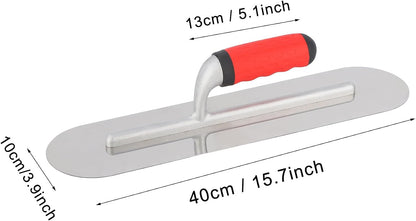 Concrete Tools Stainless Steel Pool Trowel, 10" x 3" Masonry Hand Tool with Soft Grip Handle, Lightweight, Plastering Trowel for Drywall Plastering Construction, Round End (Small:10"L x 3"W)