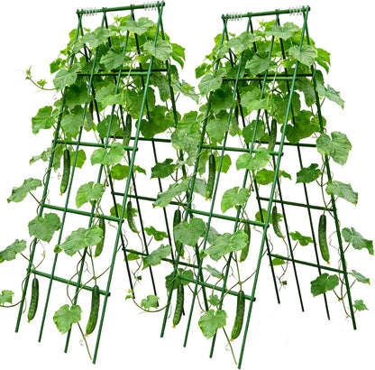 Heavy Duty Cucumber Trellis,2 Pack,No AssemblyGarden Trellis for Climbing Plants Outdoor,Cucumber Trellis, A-Frame Vegetable Frame,Vegetables Peas Beans Squash Cucumber