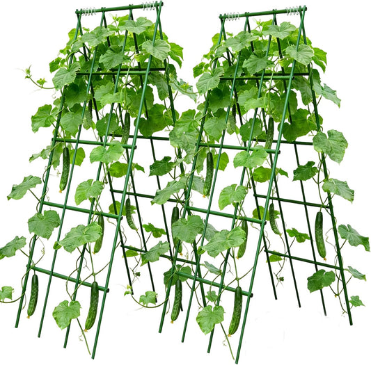 Heavy Duty Cucumber Trellis,2 Pack,No AssemblyGarden Trellis for Climbing Plants Outdoor,Cucumber Trellis, A-Frame Vegetable Frame,Vegetables Peas Beans Squash Cucumber