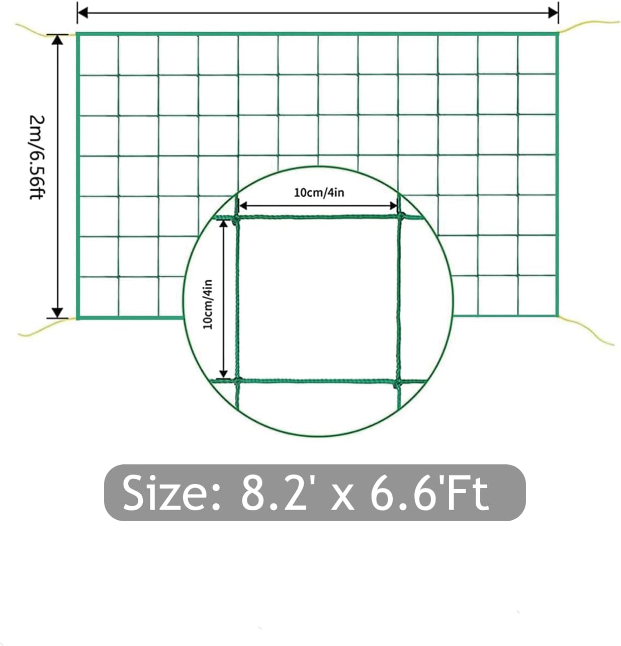 Trellis Netting, Heavy-Duty Garden Grow Netting for Climbing Plants, Outdoor Indoor Net for Cucumber, Tomatoes, Beans, Clematis, Fruits & Vegetables, Climbing Vining Plants (8.2' x 6.6'Ft)