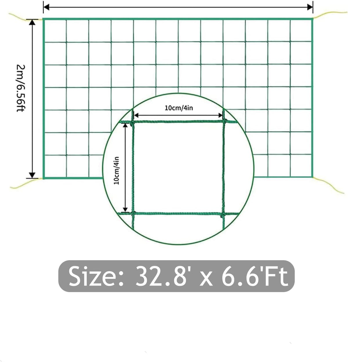 Trellis Netting, Heavy-Duty Garden Grow Netting for Climbing Plants, Outdoor Indoor Net for Cucumber, Tomatoes, Beans, Clematis, Fruits & Vegetables, Climbing Vining Plants (8.2' x 6.6'Ft)