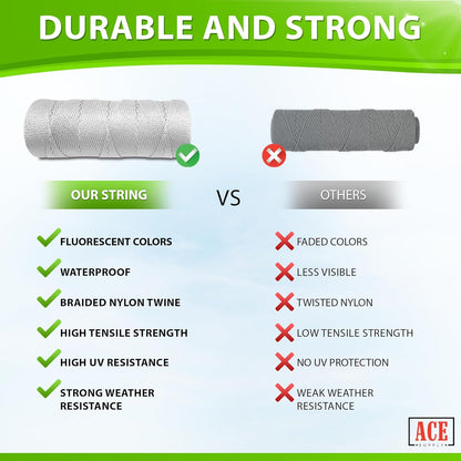 Bright White Twine String - #18 Strong Nylon String - 250 Ft Length - White String for Gardening, Nylon Twine for Plants