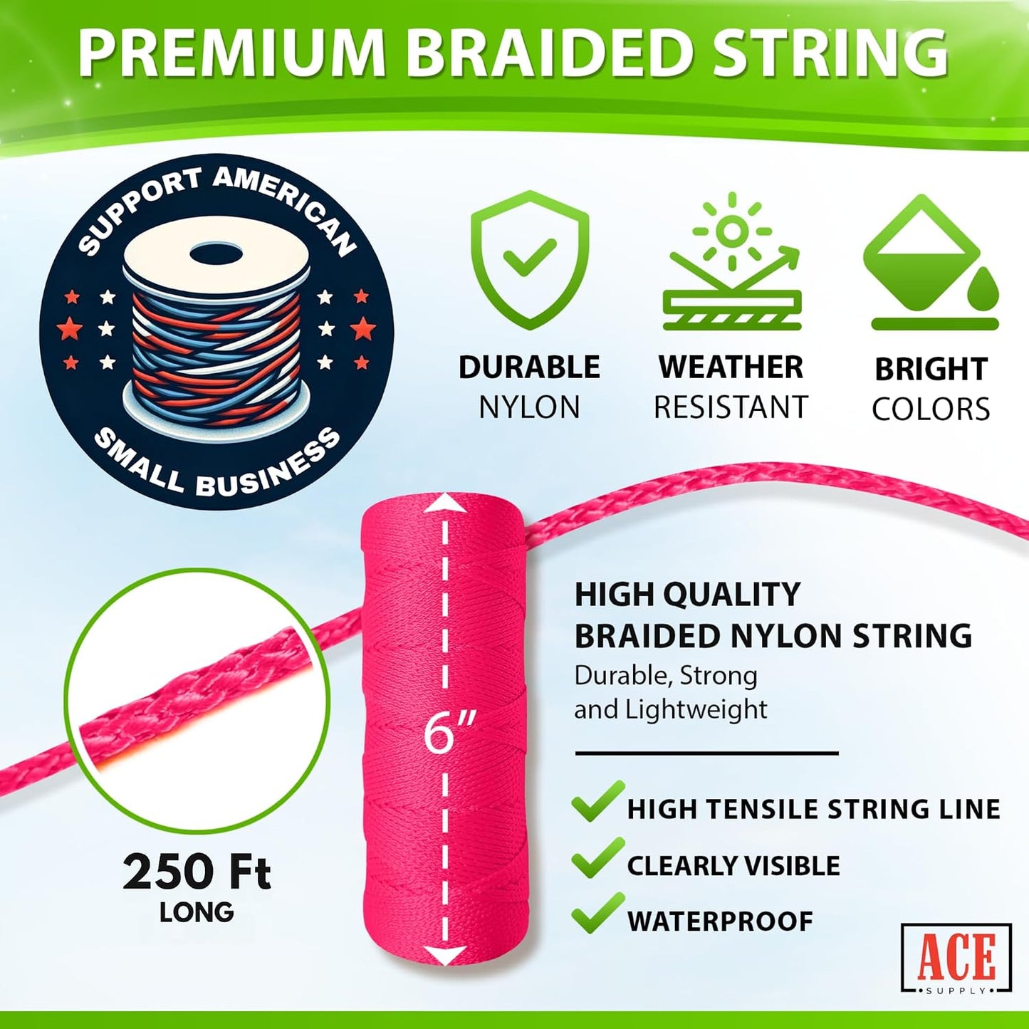 Bright White Twine String - #18 Strong Nylon String - 250 Ft Length - White String for Gardening, Nylon Twine for Plants