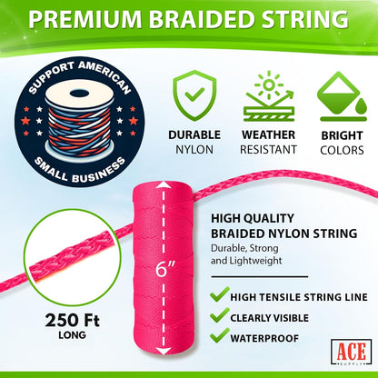 Bright White Twine String - #18 Strong Nylon String - 250 Ft Length - White String for Gardening, Nylon Twine for Plants